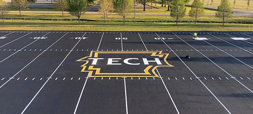 Arkansas Tech University Band Practice Field Crack Sealing project in Russellville, AR